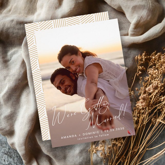 Save The Date Simple Elegant Script We're Getting Married Photo  (Créateur téléchargé)