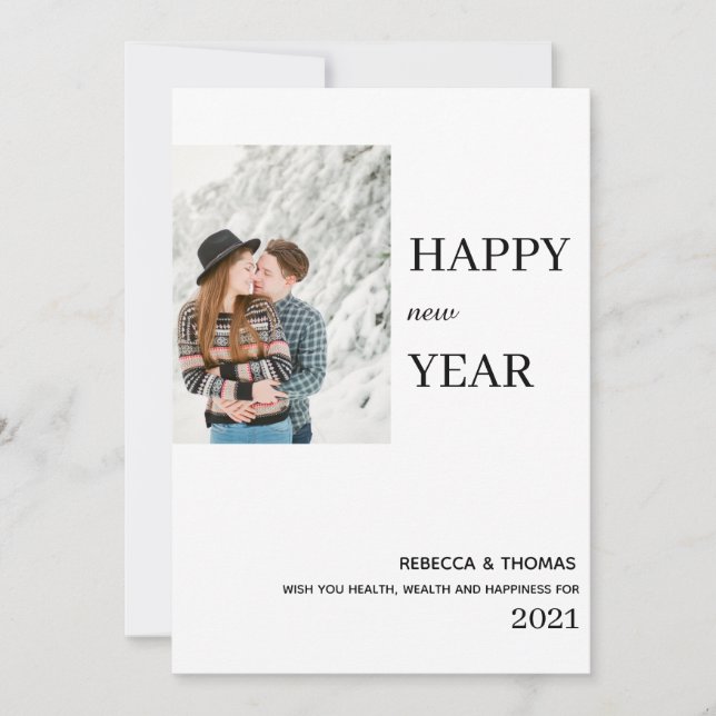 Save The Date simple élégante photo heureux nouvelle année (Devant)