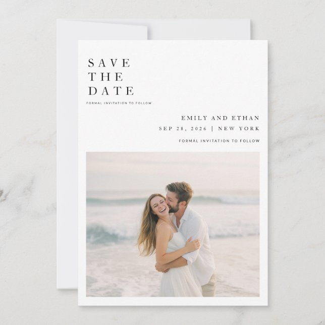 Save The Date Simple élégante QR Code Mariage photo (Devant)