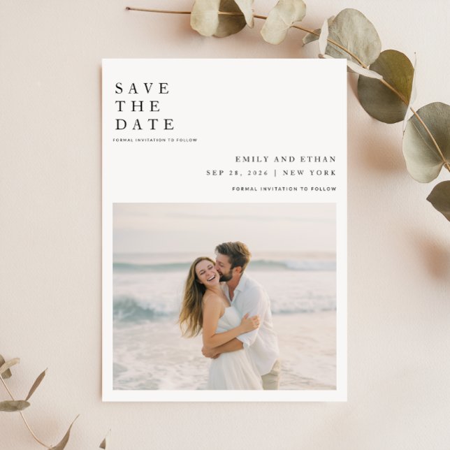 Save The Date Simple élégante QR Code Mariage photo (Créateur téléchargé)