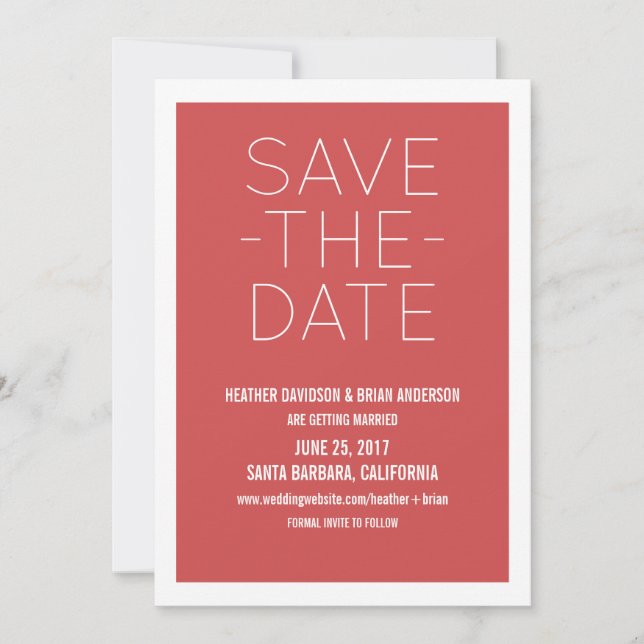 Save The Date Simple Enregistrer l'Invitation de date, rouge (Devant)