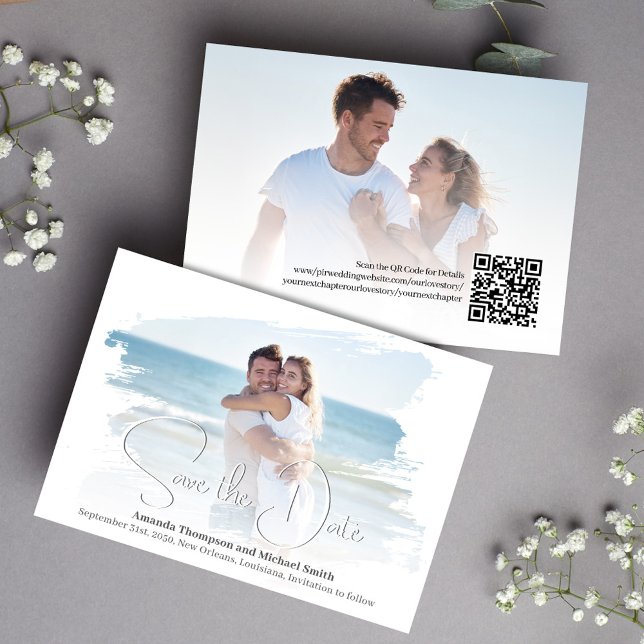 Save The Date Simple faire part de mariage avec photo Script (Wedding save the date photo card template.)