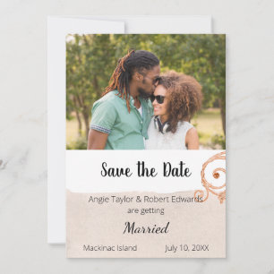 Save The Date Simple Faire Savoir Photo Brossée Beige