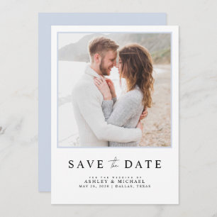 Save The Date Simple Light Blue Modern Script Mariage photo