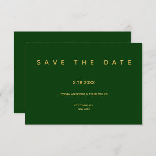Save The Date Simple Mariage Emerald Green Minimaliste