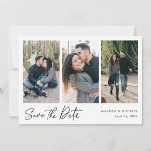 Save The Date Simple Mariage Moderne Élégant Collage Multi-Photo