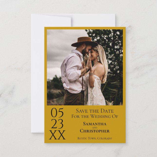 Save The Date Simple Marigold Modern Minimal Mariage photo (Devant)