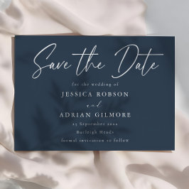 Save The Date Simple Marine bleu minimaliste Mariage moderne