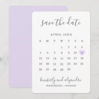 Simple mignon Mariage de Calender Coeur pourpre
