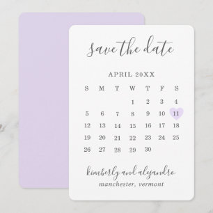 Save The Date Simple mignon Mariage de Calender Coeur pourpre