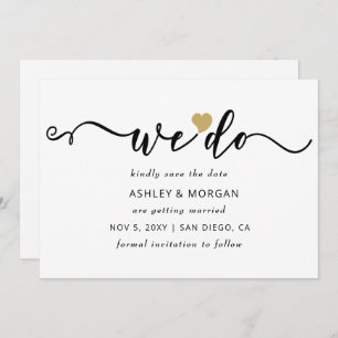 Save The Date Simple minimal Élégant Script Gold Heart Nous fais
