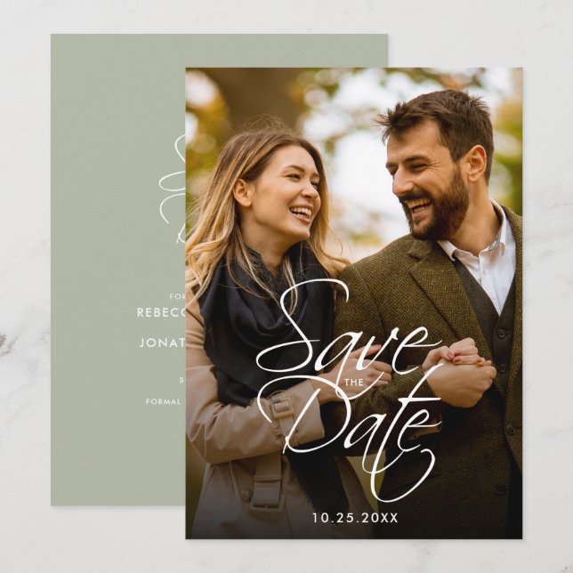 Save The Date Simple minimal grand mariage photo Enregistrer la  (Devant / Derrière)