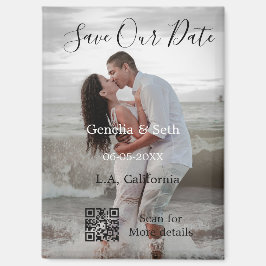 Save the date simple minimal QR scan code details Magnet