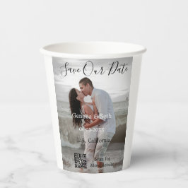 Save the date simple minimal QR scan code details Pappbecher