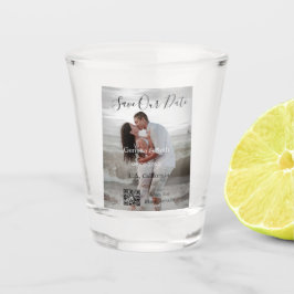 Save the date simple minimal QR scan code details Schnapsglas