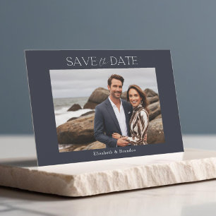Save The Date Simple minimaliste 1 photo ardoise bleu mariage