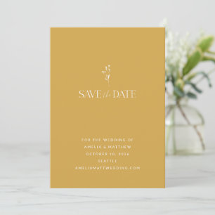 Save The Date Simple minimaliste Botanique Dusty Jaune Mariage