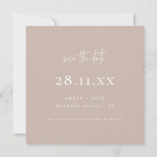 Save The Date Simple minimaliste Élégant Script Carré beige