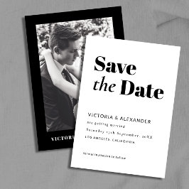 Save The Date Simple minimaliste Mariage photo noir et blanc