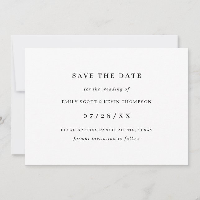 Save The Date Simple minimaliste noir et blanc (Devant)