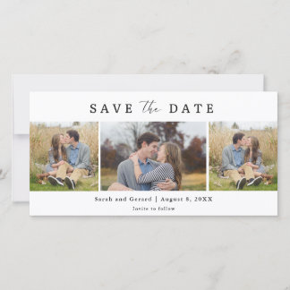 Save The Date Simple Modern 3 Photo Mariage Date à Sauvegarder
