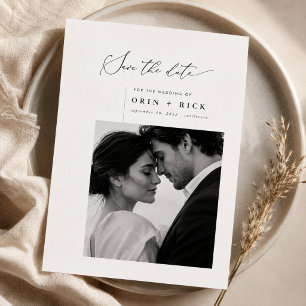 Save The Date Simple Moderne Écriture Élégante Photo Mariage