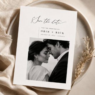 Save The Date Simple Moderne Écriture Élégante Photo Mariage