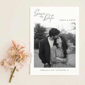 Save The Date Simple Moderne Élégant Photo Mariage