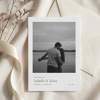 Save The Date Simple Moderne Mariage à une Photo Noir & Blanc