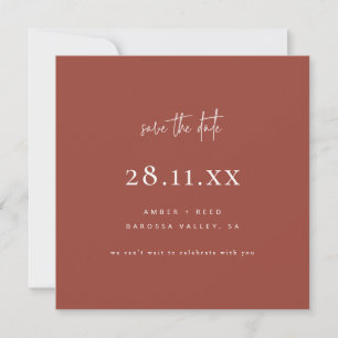 Save The Date Simple moderne minimaliste Carré en terre cuite