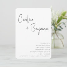 Simple moderne noir blanc Boho Mariage de script