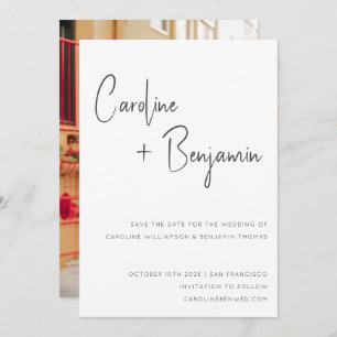 Save The Date Simple moderne noir noir Mariage photo