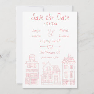 Save The Date Simple moderne rose blanc Vintage