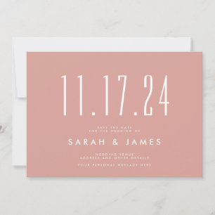 Save The Date Simple Moderne Rose Poussiéreux Enregistrer La Dat