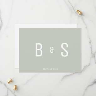 Save The Date Simple Moderne Sage Monogramme QR Code Enregistrer