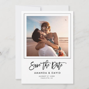 Save The Date Simple moderne Script Main lettrée Photo