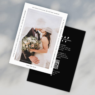 Save The Date Simple Monogramme noir blanc Mariage moderne QR
