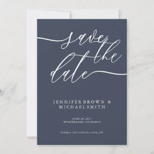 Save The Date Simple Navy Custom photo retour Mariage