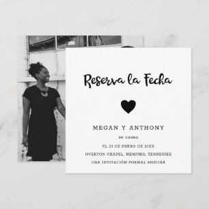 Save The Date Simple Photo Moderne Coeur Espagnol Mariage