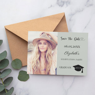 Save The Date Simple photo moderne vert sauge Diplômé