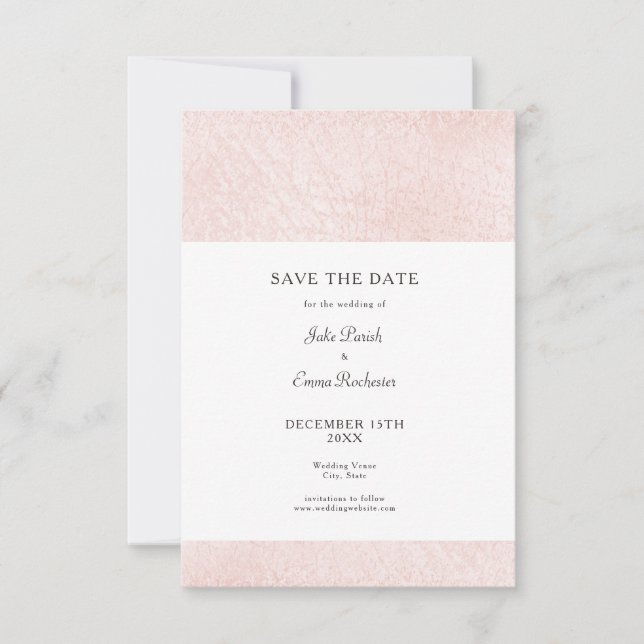 Save The Date Simple rose pâle avec élégant script Enregistrer l (Devant)
