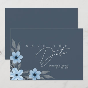 Save The Date Simple Royal Blue Opulence Floral Mariage