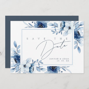 Save The Date Simple Royal Blue Opulence Floral Mariage
