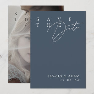 Save The Date Simple Royal Blue Opulence Modern Photo Mariage