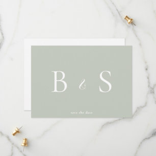 Save The Date Simple Sage & Blanc Monogramme QR Code Enregistrer