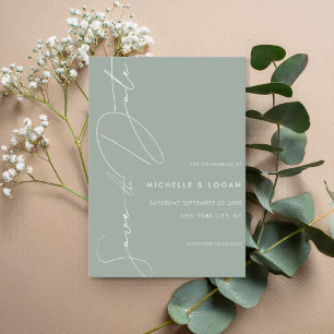 Save The Date Simple Sage Green Mariage de script moderne