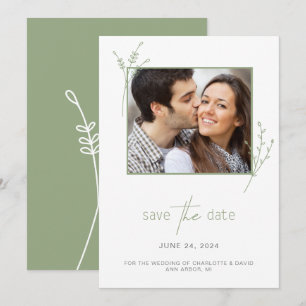 Save The Date Simple Sage Green Photo Wedding Enregistrer La Dat