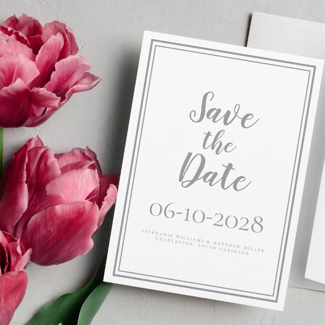 Save The Date Simple Script Chic Grey Enregistrer Le Mariage Dat (Créateur téléchargé)