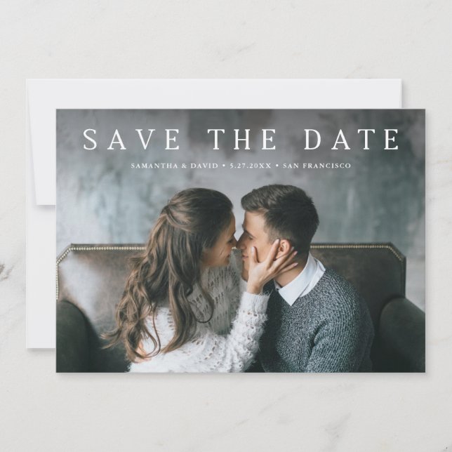 Save The Date Simple Serif | Texte classique élégant et photo (Devant)