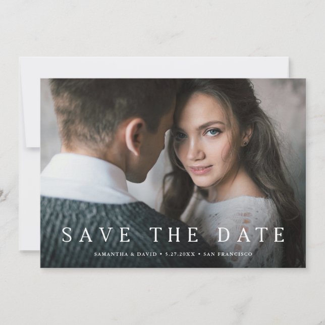 Save The Date Simple Serif | Texte Classique Élégant et Photo (Devant)